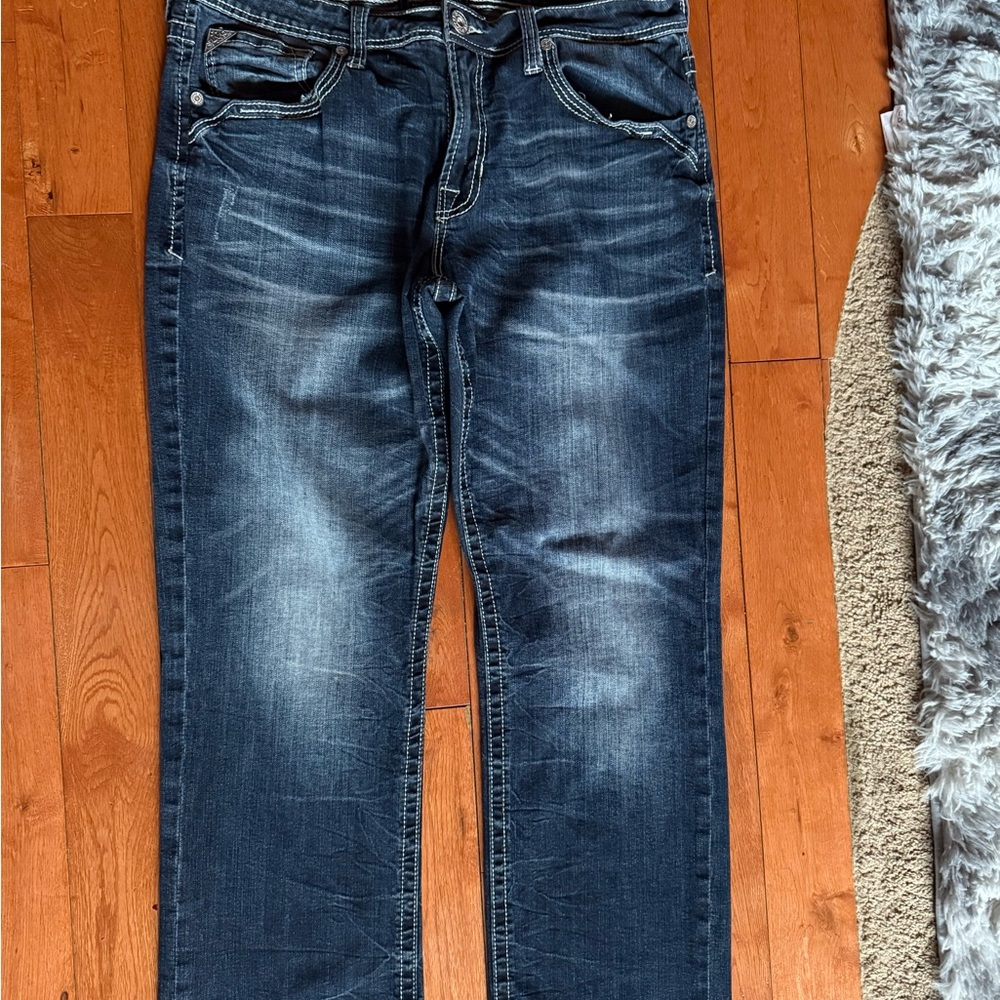 Salvage Blue Relaxed Jeans with Vintage Wash